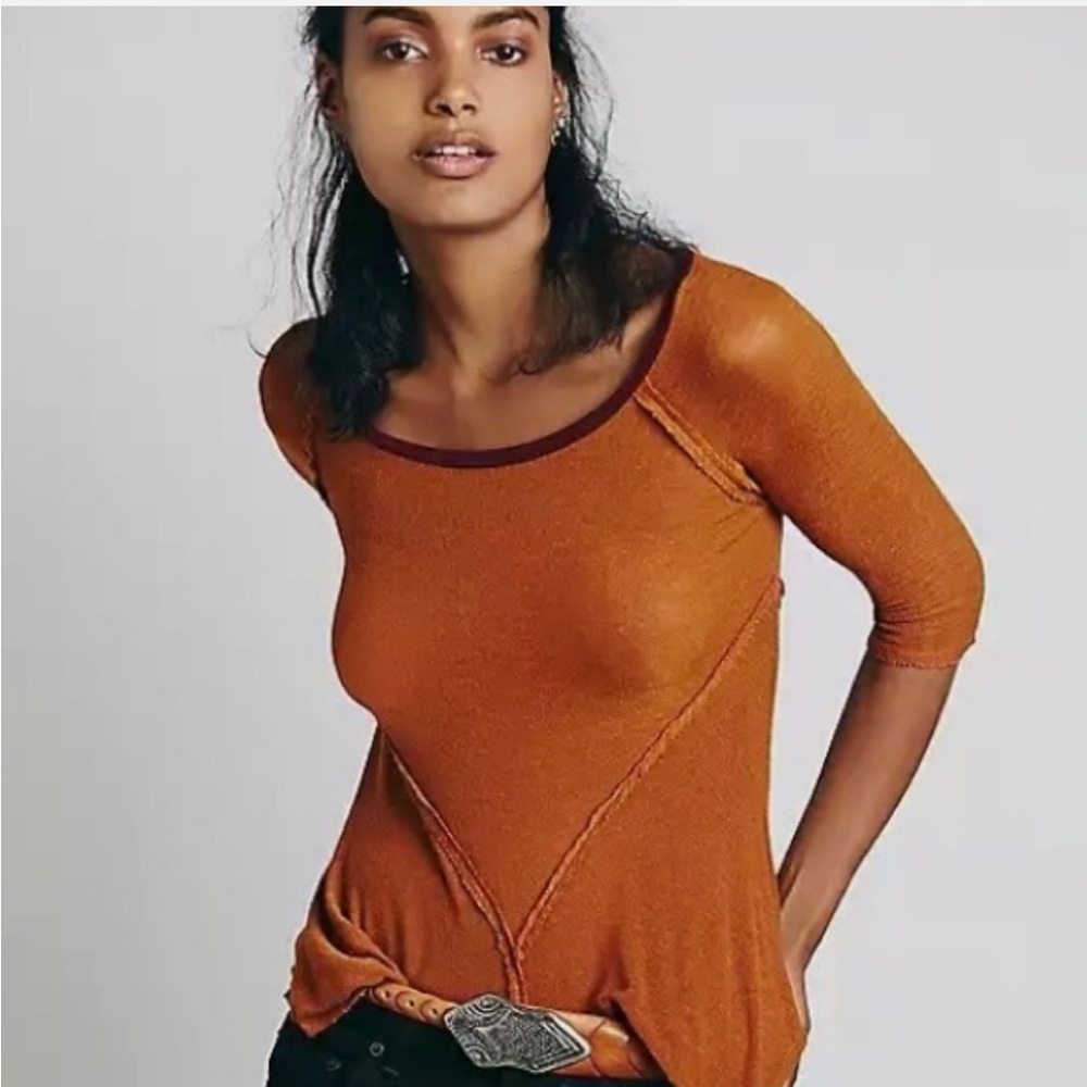 Intimately Free People orange layering tee. Size small. EUC